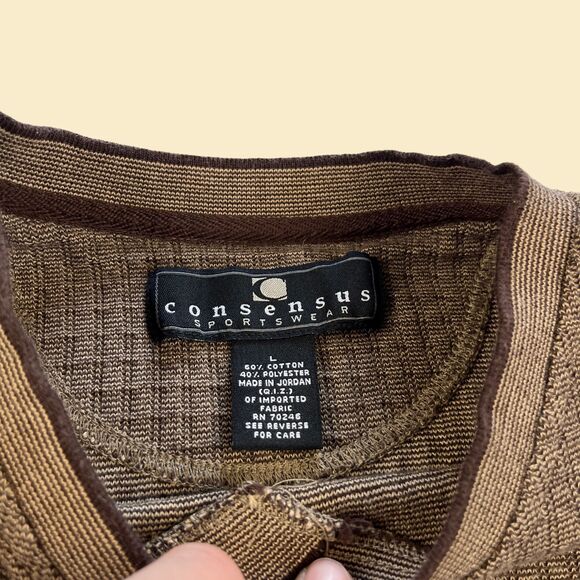 Vintage 90s L pullover sweatshirt, Consensus Sportswear men's knit pullover - Picture 3 of 9